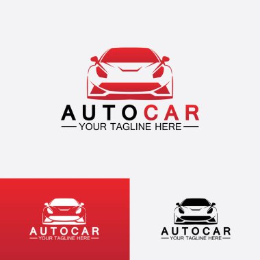 Konsept spor araba araç simgesi silueti ile otomobil logosu tasarımı. Vektör illüstrasyon tasarım şablonu.