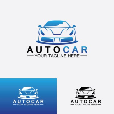 Konsept spor araba araç simgesi silueti ile otomobil logosu tasarımı. Vektör illüstrasyon tasarım şablonu.