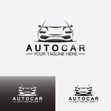 Konsept spor araba araç simgesi silueti ile otomobil logosu tasarımı. Vektör illüstrasyon tasarım şablonu.