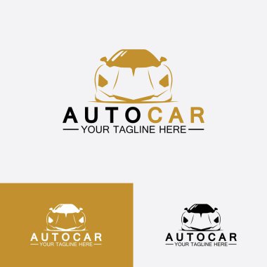 Konsept spor araba araç simgesi silueti ile otomobil logosu tasarımı. Vektör illüstrasyon tasarım şablonu.