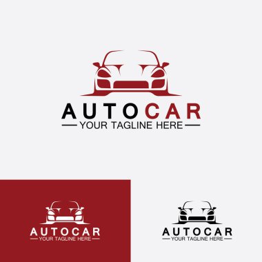 Konsept spor araba araç simgesi silueti ile otomobil logosu tasarımı. Vektör illüstrasyon tasarım şablonu.