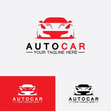 Konsept spor araba araç simgesi silueti ile otomobil logosu tasarımı. Vektör illüstrasyon tasarım şablonu.