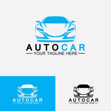 Konsept spor araba araç simgesi silueti ile otomobil logosu tasarımı. Vektör illüstrasyon tasarım şablonu.