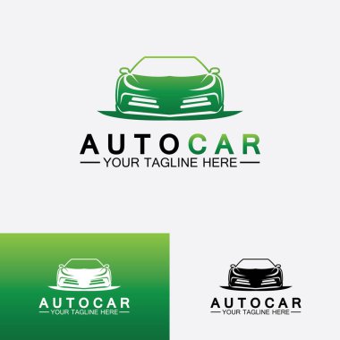 Konsept spor araba araç simgesi silueti ile otomobil logosu tasarımı. Vektör illüstrasyon tasarım şablonu.