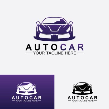 Konsept spor araba araç simgesi silueti ile otomobil logosu tasarımı. Vektör illüstrasyon tasarım şablonu.