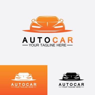 Konsept spor araba araç simgesi silueti ile otomobil logosu tasarımı. Vektör illüstrasyon tasarım şablonu.