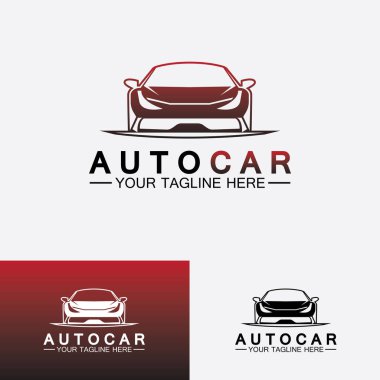 Konsept spor araba araç simgesi silueti ile otomobil logosu tasarımı. Vektör illüstrasyon tasarım şablonu.