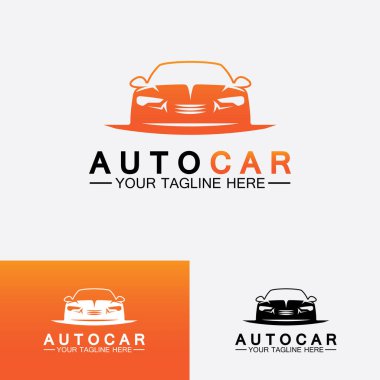 Konsept spor araba araç simgesi silueti ile otomobil logosu tasarımı. Vektör illüstrasyon tasarım şablonu.