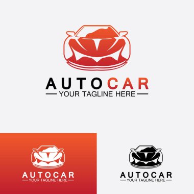 Konsept spor araba araç simgesi silueti ile otomobil logosu tasarımı. Vektör illüstrasyon tasarım şablonu.