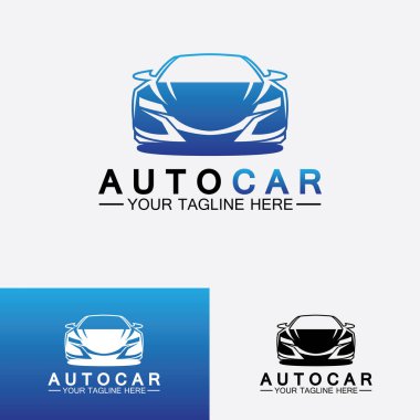 Konsept spor araba araç simgesi silueti ile otomobil logosu tasarımı. Vektör illüstrasyon tasarım şablonu.