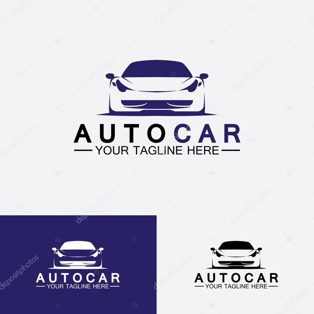 Auto car logo design with concept sports car vehicle icon silhouette.Vector illustration design template.