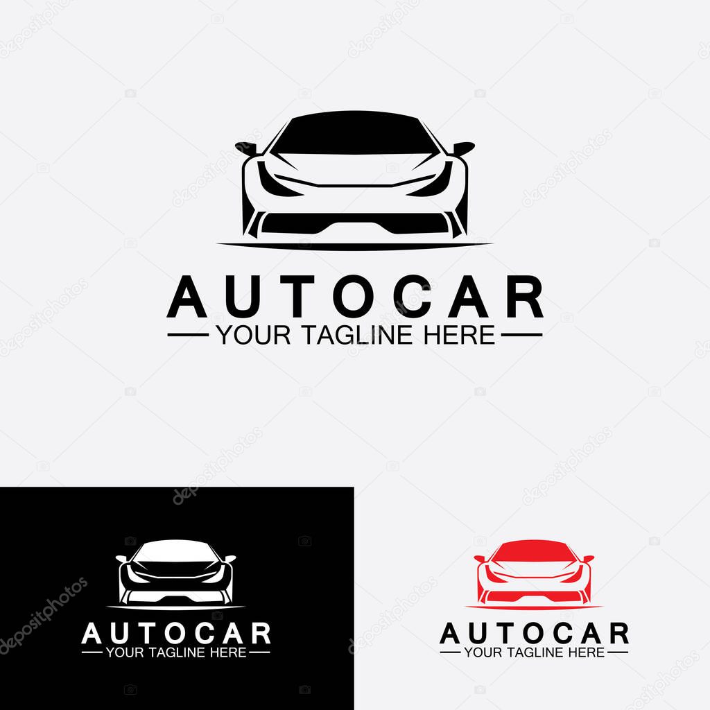 Auto car logo design with concept sports car vehicle icon silhouette.Vector illustration design template.