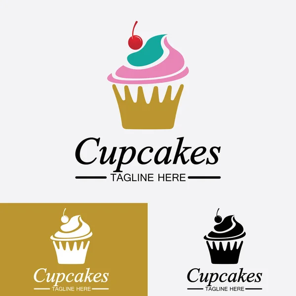 Cupcake Logo Diseño Plantilla Vectorial Cupcakes Icono Panadería — Archivo Imágenes Vectoriales