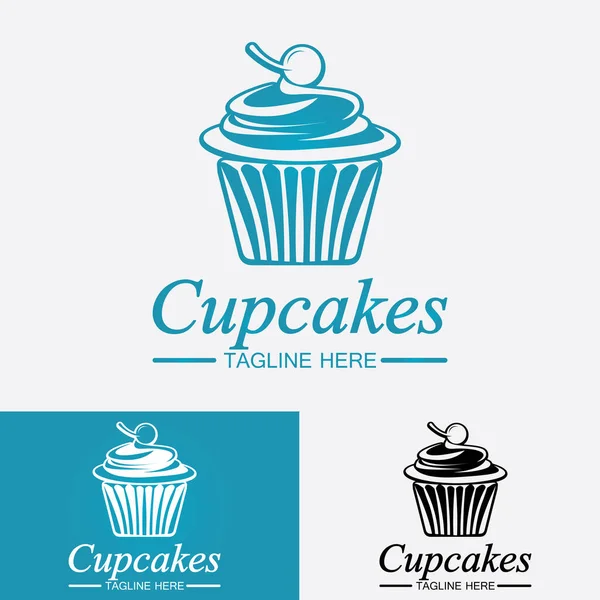 Cupcake Logo 디자인 템플릿 케이크 제과점 아이콘 — 스톡 벡터