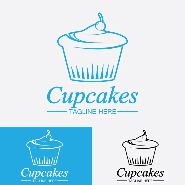 Cupcake Logo Design Vektor Vorlage Cupcakes Bäckerei Ikone — Stockvektor