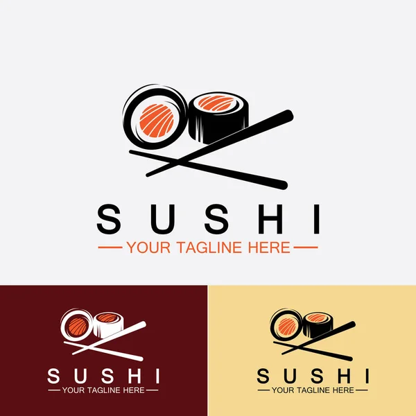 Plantilla Logotipo Sushi Vector Icon Style Illustration Bar Shop Sushi — Vector de stock