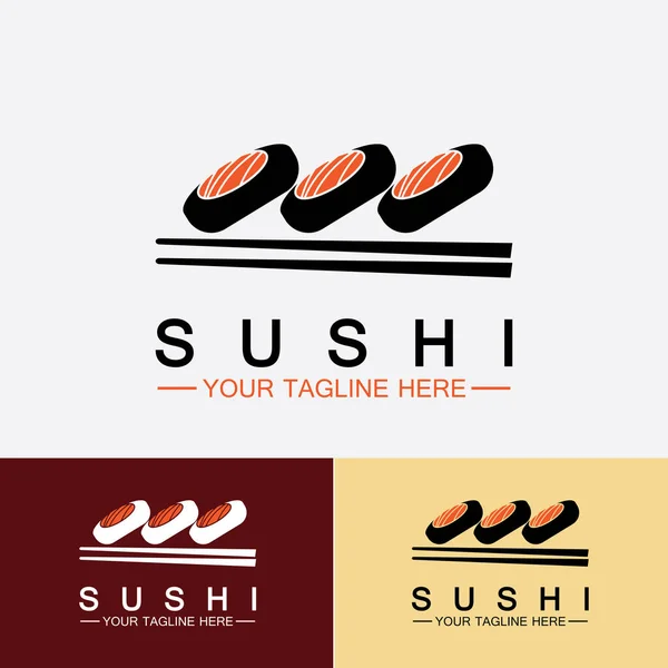 Sushi Logo Template Vector Icon Style Illustration Bar Shop Sushi — Stockvektor