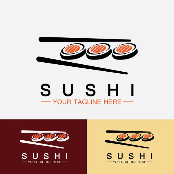 Šablona Loga Sushi Vector Icon Style Illustration Bar Nebo Shop — Stockový vektor