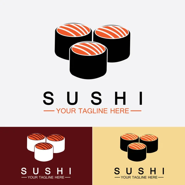 Plantilla Logotipo Sushi Vector Icon Style Illustration Bar Shop Sushi — Vector de stock