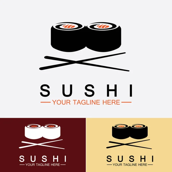 Plantilla Logotipo Sushi Vector Icon Style Illustration Bar Shop Sushi — Vector de stock