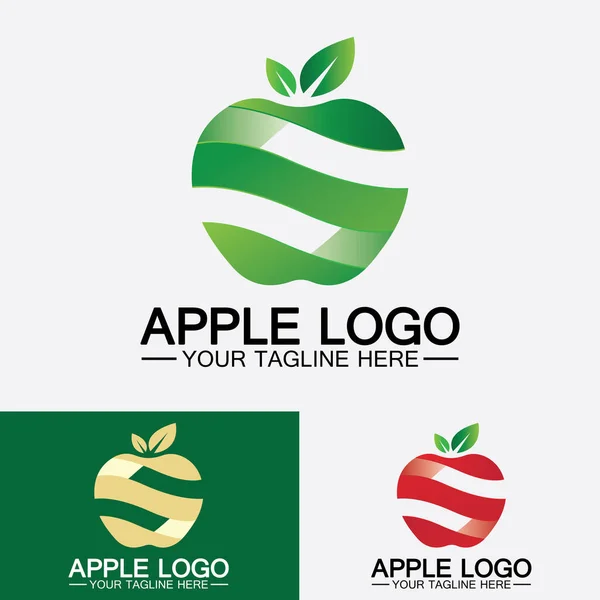 Apple Logo Fruit Healthy Food Design Apple Logo Design Inspiration —  Vetores de Stock