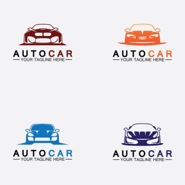 Otomobil logosunu konsept spor araba araç silueti ile ayarla. Vektör illüstrasyon tasarım şablonu.