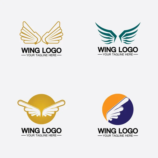 Set Wings Logo Vector Icono Símbolo Ilustración Diseño Plantilla — Vector de stock