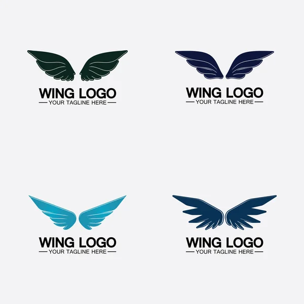 Set Wings Logo Vector Icono Símbolo Ilustración Diseño Plantilla — Archivo Imágenes Vectoriales