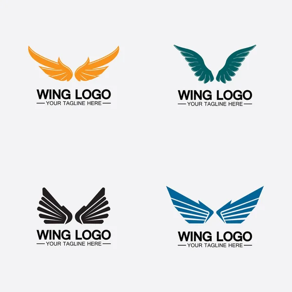 Aseta Wings Logo Vektori Kuvake Symboli Kuvituksen Suunnittelu Malli — vektorikuva