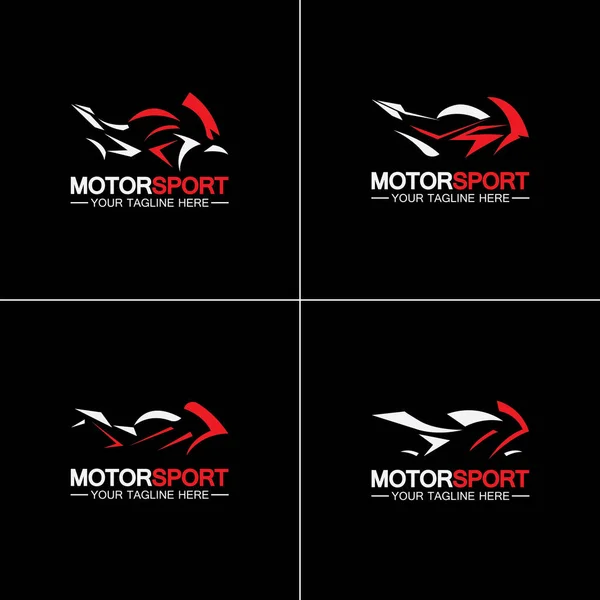 Set Motocicleta Deporte Logo Símbolo Vector Ilustración Diseño Plantilla — Vector de stock