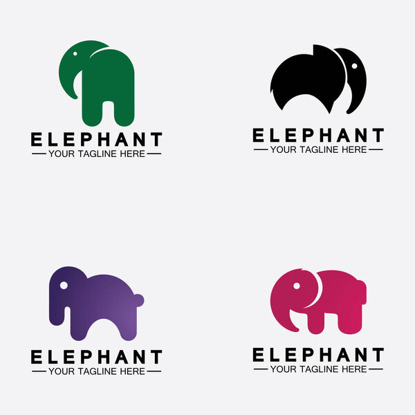 Set Elephant Logo Vector Illustrator Design Template
