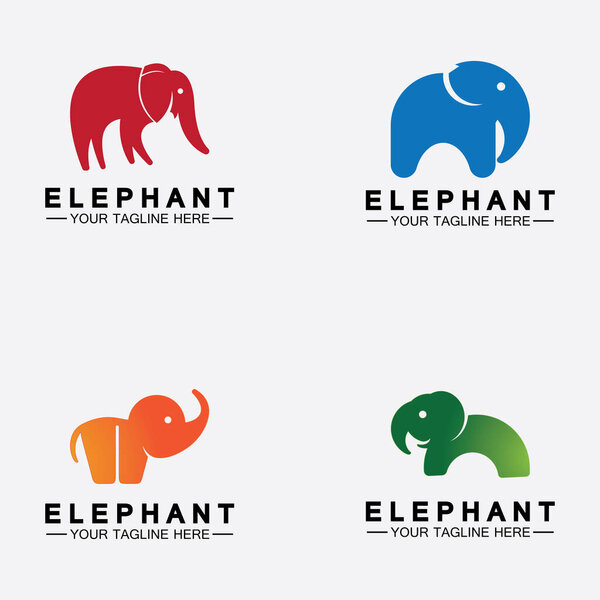 Set Elephant Logo Vector Illustrator Design Template