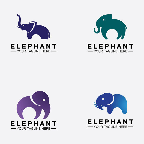 Set Elephant Logo Vector Illustrator Design Template