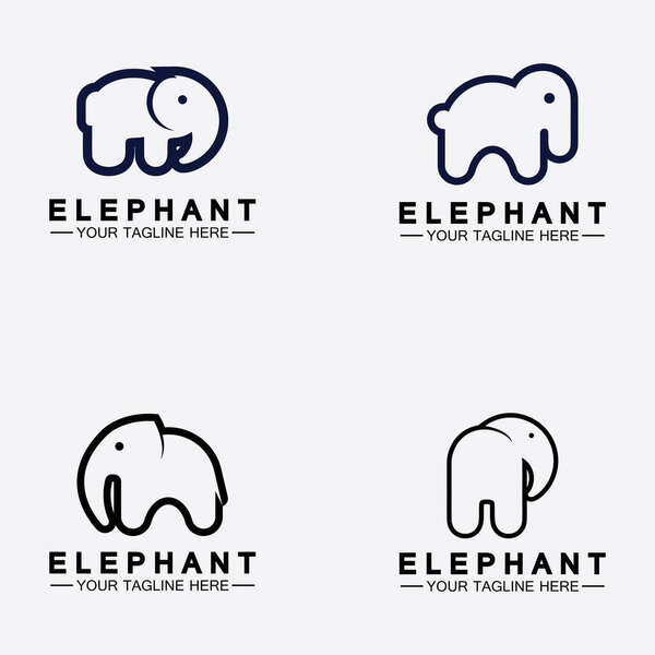 Set Elephant Logo Vector Illustrator Design Template
