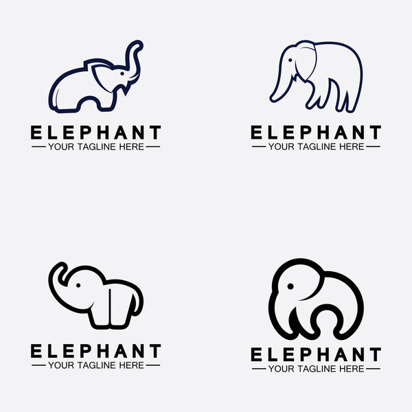 Set Elephant Logo Vector Illustrator Design Template