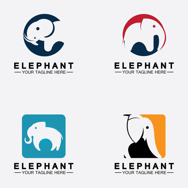 Set Elephant Logo Vector Illustrator Design Template