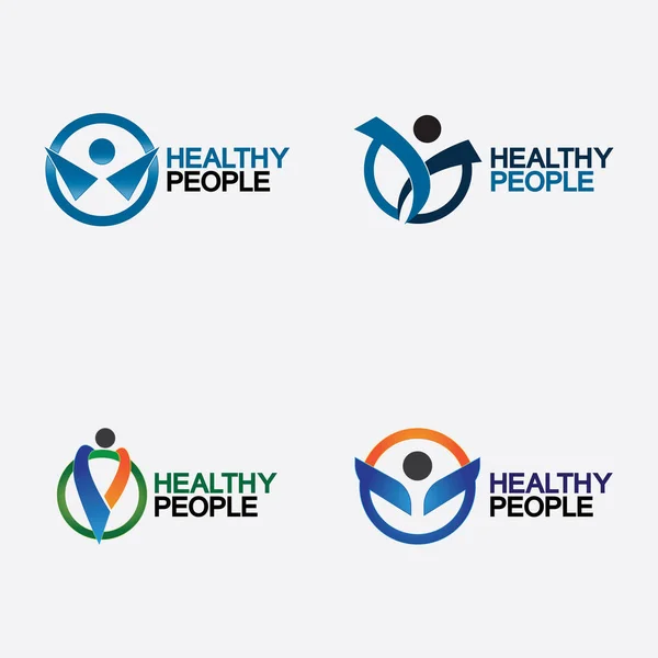 Set Health People Logo Vector Ábra Design Sablon — Stock Vector