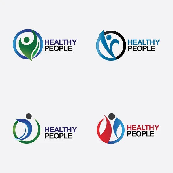 Set Health People Logo Vector Ábra Design Sablon — Stock Vector