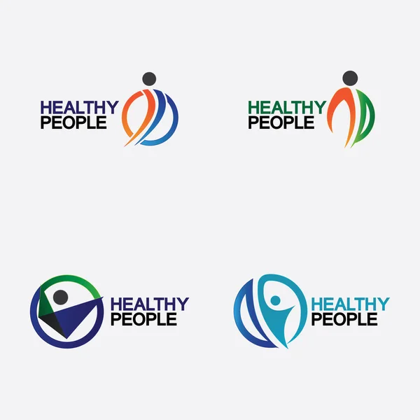 Set Health People Logo Vector Ábra Design Sablon — Stock Vector