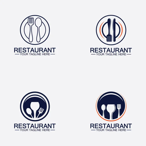 Set Logo Del Restaurante Con Cuchara Icono Tenedor Diseño Menú — Vector de stock
