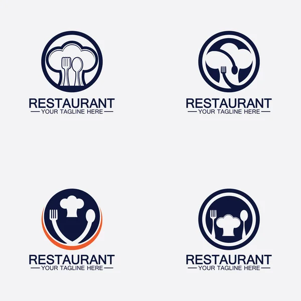 Set Restaurant Logo Mit Löffel Und Gabel Symbol Menü Design — Stockvektor
