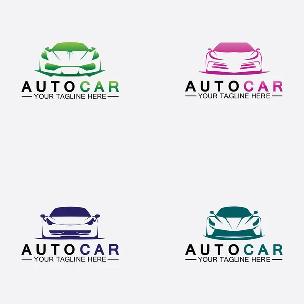 Set Auto Design Logo Auto Con Concept Auto Sportive Icona — Vettoriale Stock