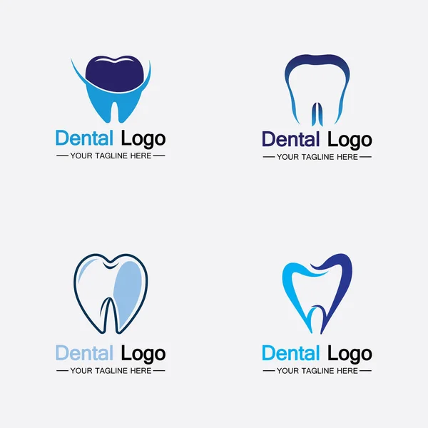 Set Dental Logo Design Vector Template Creative Dentist Logo Logotipo — Archivo Imágenes Vectoriales