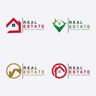 Emlak Şirketi Logo Şablonu, Bina Geliştirme ve İnşaat Logosu Vektörü