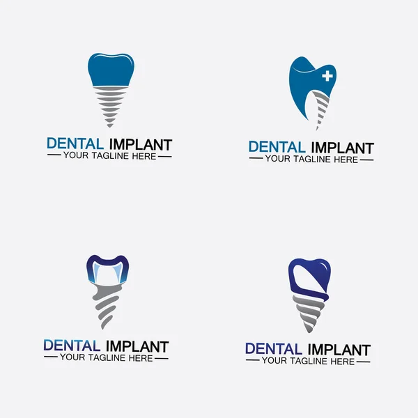 Definir Conceito Design Vetor Logotipo Implante Dentário Modelo Logotipo Clínica — Vetor de Stock