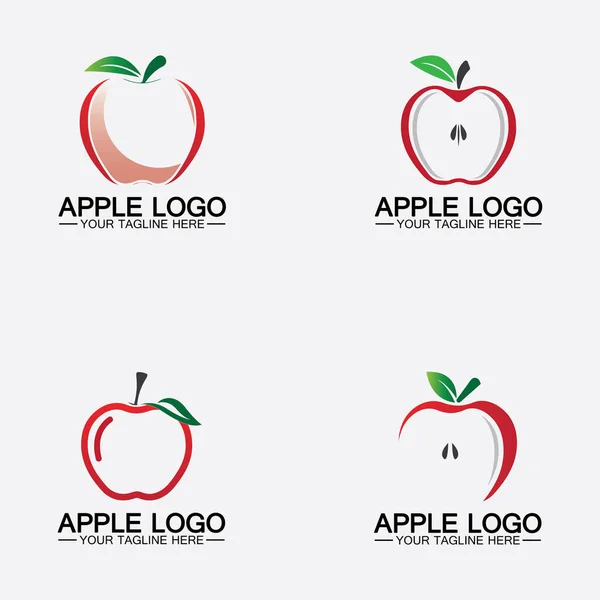 Conjunto Logotipo Apple Diseño Alimentos Saludables Frutas Plantilla Vector Inspiración — Archivo Imágenes Vectoriales