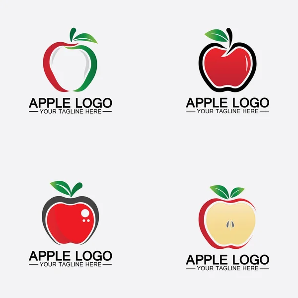 Definir Logotipo Apple Fruto Saudável Alimento Design Apple Logotipo Design —  Vetores de Stock