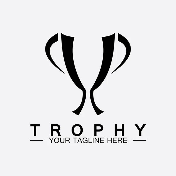 Trophy Vektor Logo Icon Champions Trophäe Logo Symbol Für Winner — Stockvektor