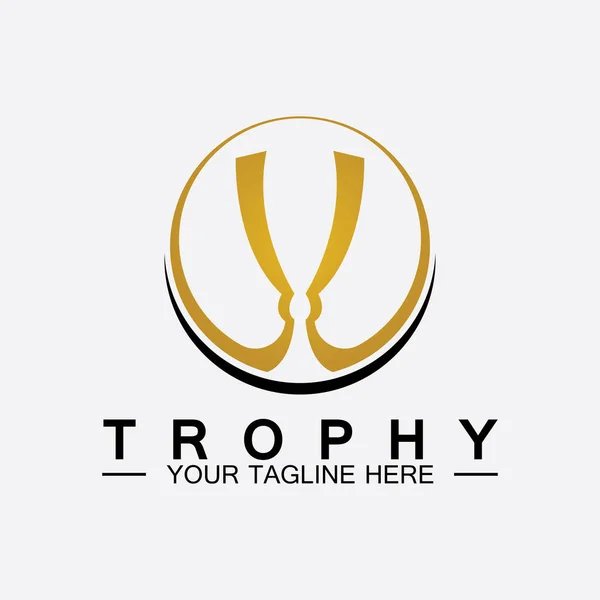 Trophy Vektor Logo Icon Champions Trophäe Logo Symbol Für Winner — Stockvektor