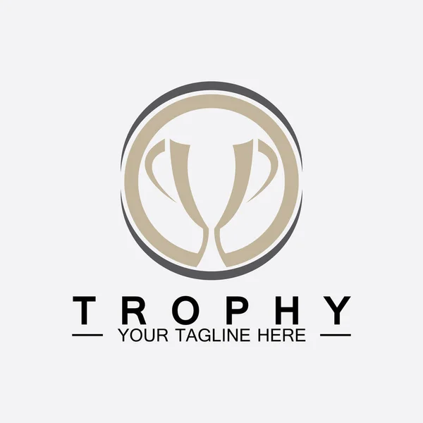 Trophy Vektor Logo Icon Champions Trophäe Logo Symbol Für Winner — Stockvektor